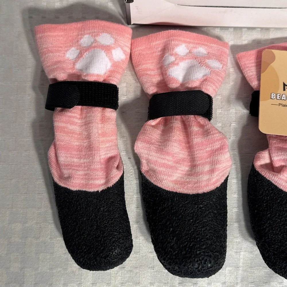 QUMY Dog Shoes LARGE Dog Boots & Paw Protectors Pink size 7 63-75 lbs NEW